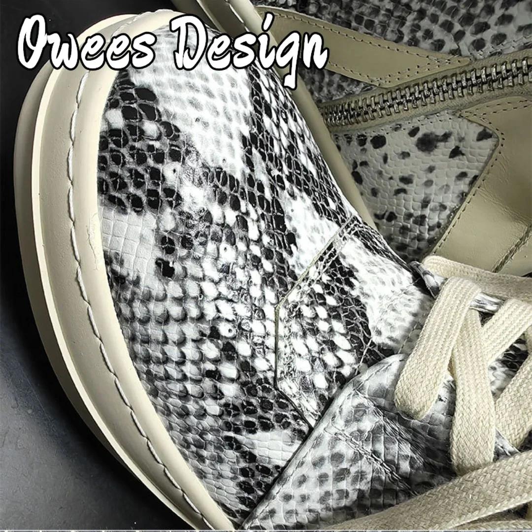 Owees تصميم روك الرجال حذاء رياضة جلد طبيعي النساء أحذية مفلكنة مثلث مقلوب Geobasket سميكة سوليد أحذية رياضية