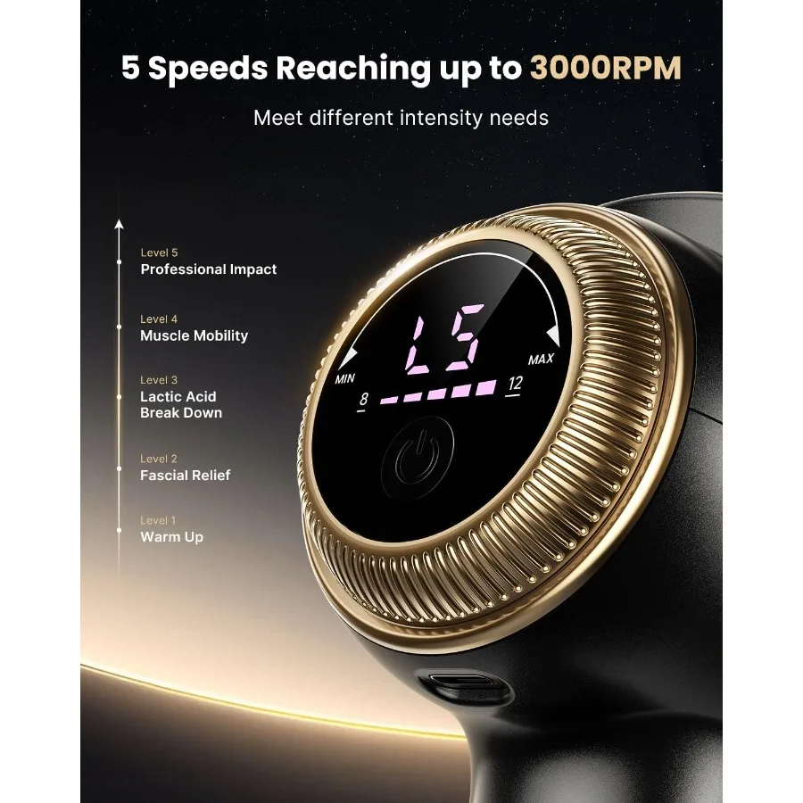 Massage Gun Deep Tissue Rugmassage met 8-12 mm verstelbare amplitude Heavy-Duty Valentijnsdag Geschenken Percussie Professioneel