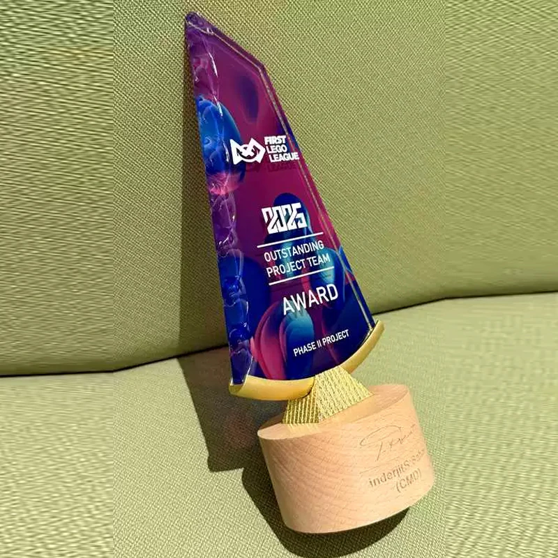 Customized Crystal Trophy, Can Be Lettering Color Printing, Souvenir Excellent Company Annual Meeting Award Wood Base Medal, 1Pc