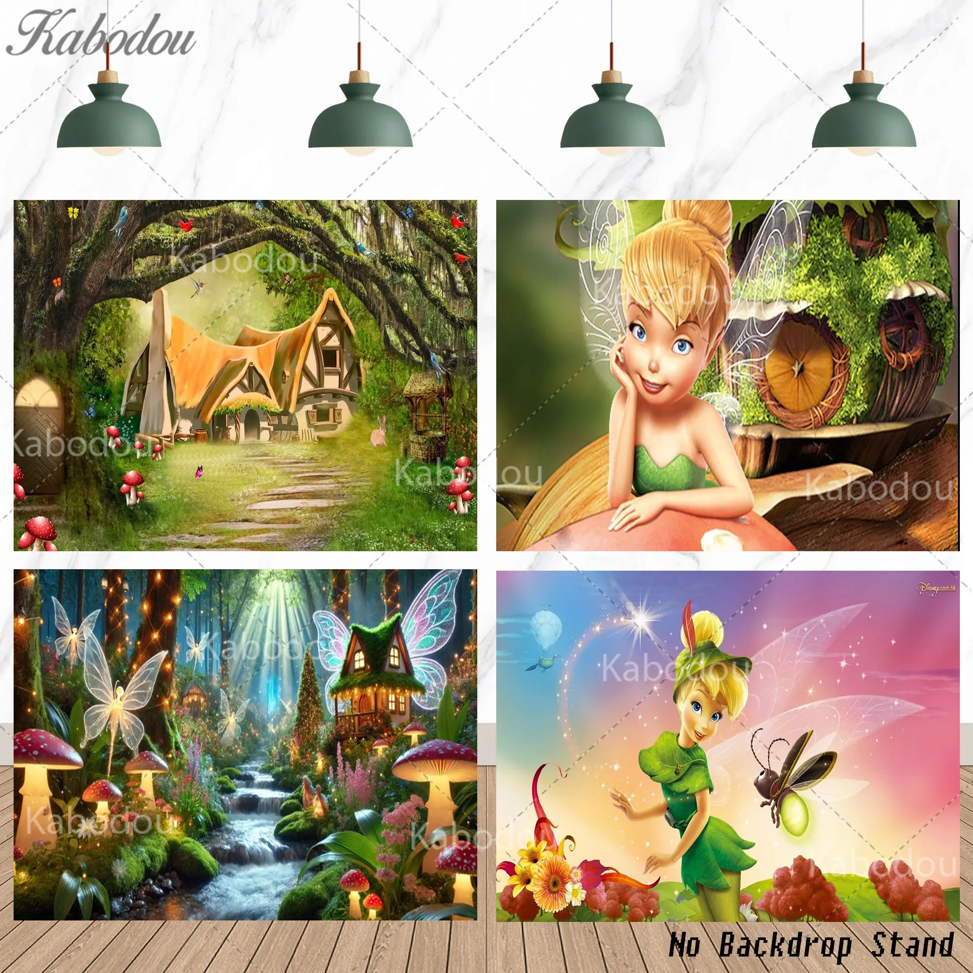 

Tinker Bell Fairy Theme Green Background Girls Birthday Party Princess Decor Banner Baby Shower Children Bedroom Backdrop Poster