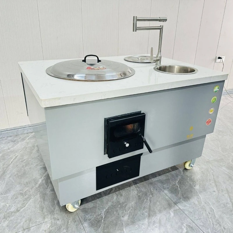 Home New Thickened Marble Countertop Outdoor Removable Double Stove with Cabinet