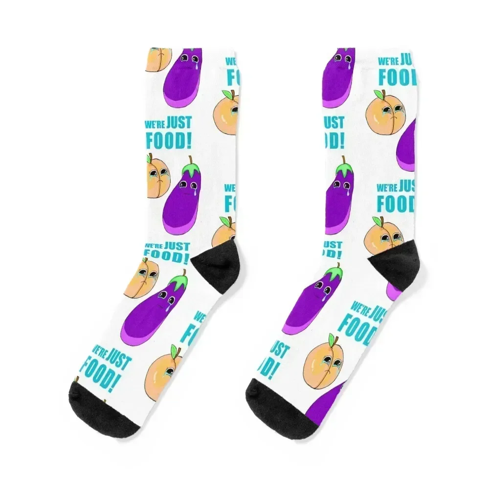 “We’re just food” eggplant and peach Socks shoes warm winter Socks Women's Men's