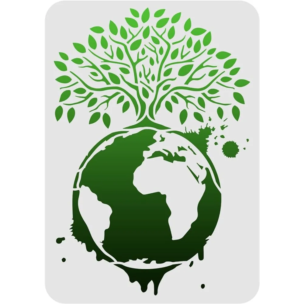 

Tree of Life Stencils 11.7x8.3 inch Plastic Tree & Earth Drawing Painting Stencils Green Trees Wall Stencils Reusable Tree