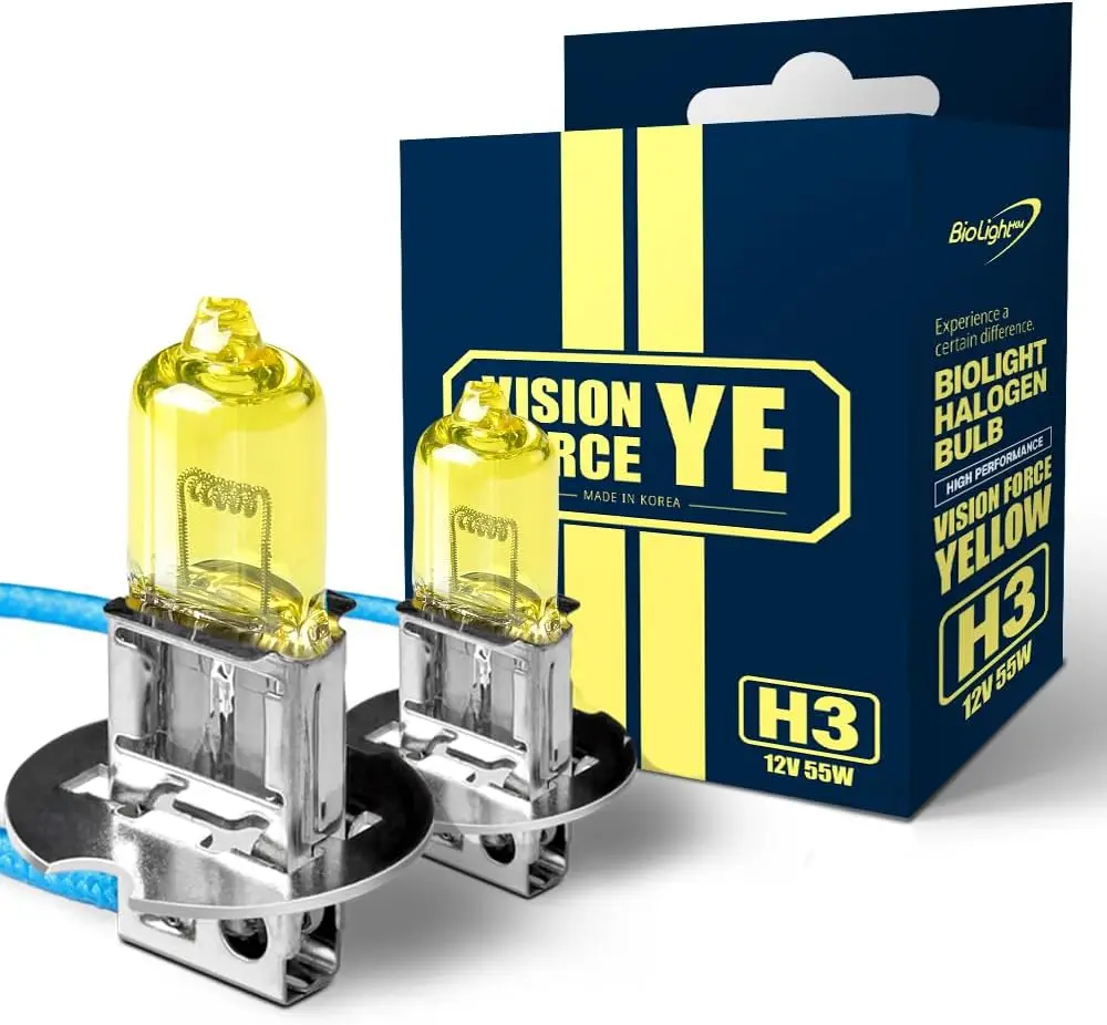 لمبة المصباح الهالوجين H3، 3000K 55W لمبة ضوء الضباب/القيادة باللون الأصفر الساطع (عبوة من قطعتين) #1