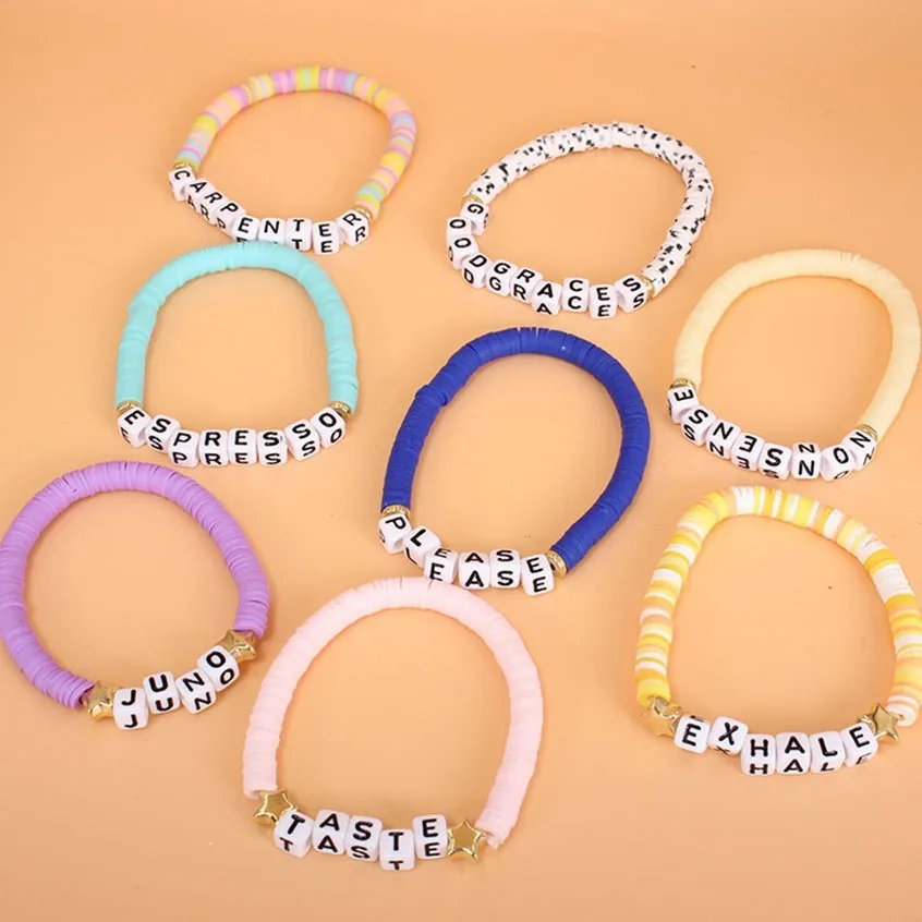8pcs Carpenter Bracelet Charms Customize The Concert Merchandise Polymer Clay Bead Light Sabrina Friendship Bracelets