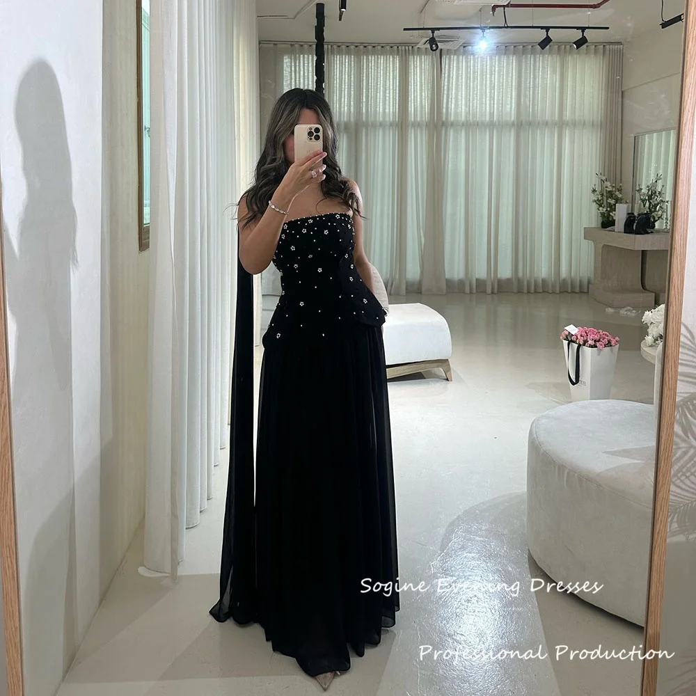 스카프가 달린 쉬폰 이브닝 드레스 맞춤형 스트랩리스 롱 머메이드 프롬 드레스 크리스탈 장식된 이브닝 드레스