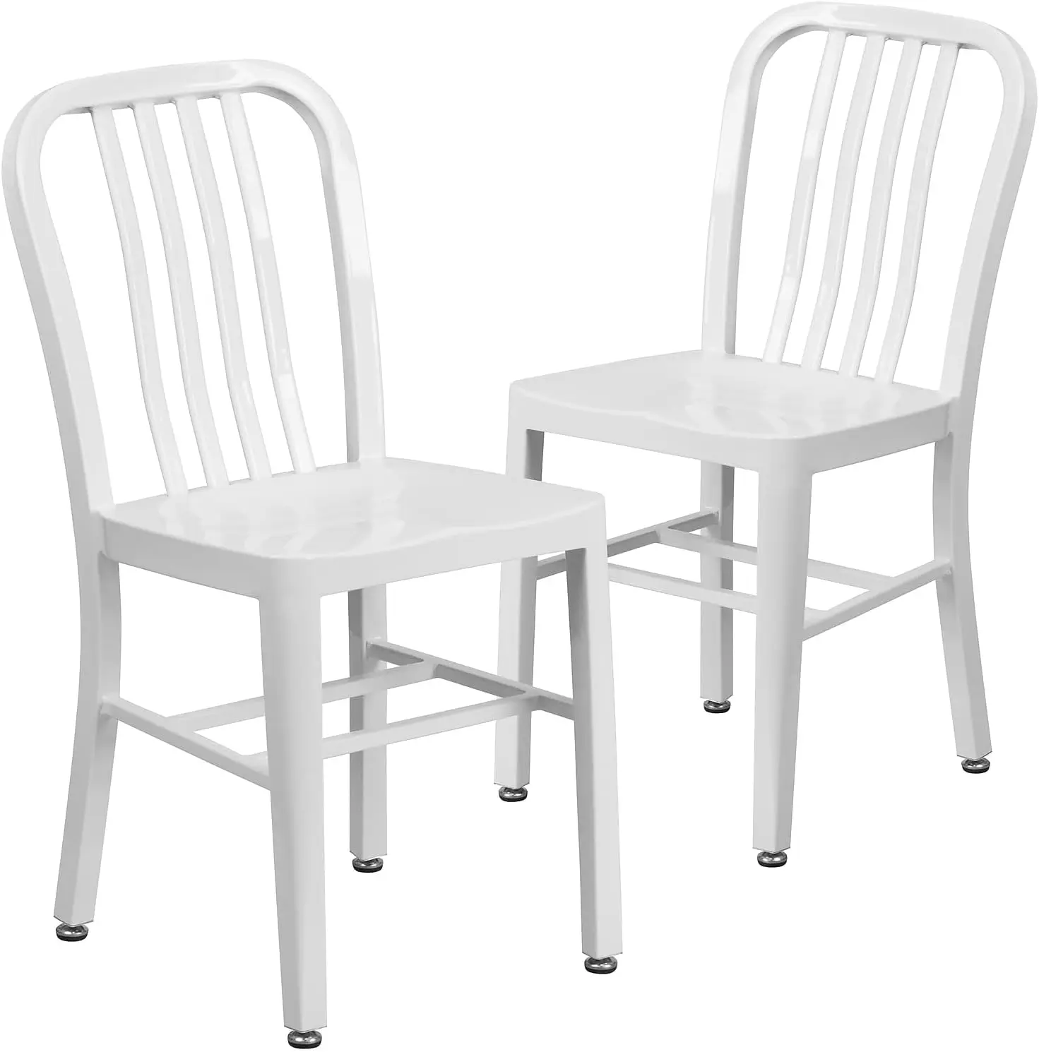 Gael Commercial Grade 2 Pack White Metal Indoor-Outdoor Chair