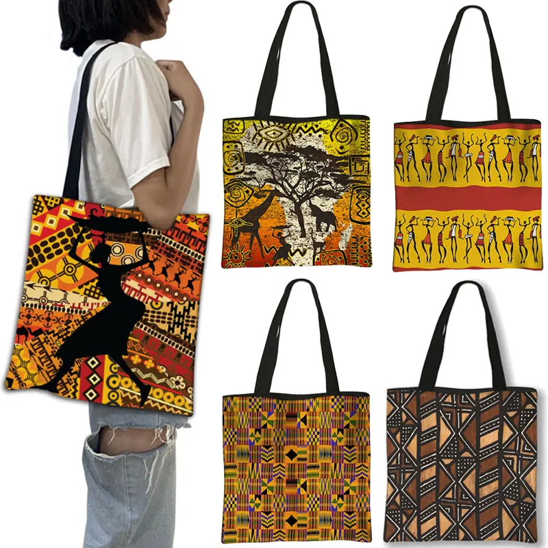 

African Women Style Handbag Afro LadiesTraditional Printing Top-Handle Bags for Females Shopping Bag Girls Shoulder Tote Bag