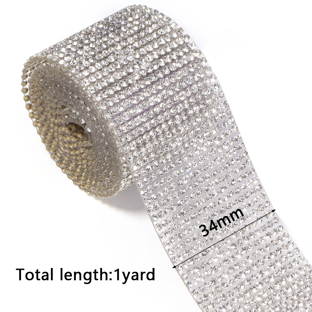 1 Yard Selbstklebendes Kristall-Strass-Band, Diamant-Aufkleber, DIY-Sticker, Strass-Kunsthandwerk für Heim, Auto, Telefon-Dekoration – Detail 1