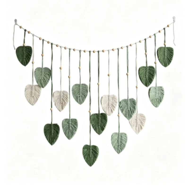 Hand-Woven Leaf Tapestry, Nordic Style Home Decor Wall Hanging for Room Wall DecorationArtistic styleliteraryLiterary style view 2