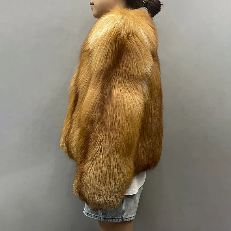 Lady Luxury Red Fox Fur Coats - Oryginalne 600 USD Teraz Rabat Najwyższa jakość Limitowana Hurry