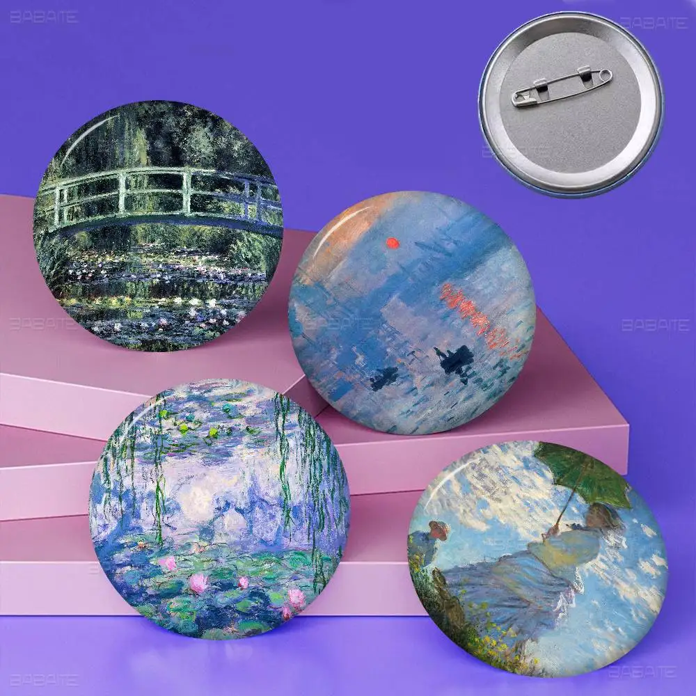 Water Lilies Claude Monet Fine Art 58mm Cute Series Pins Funny Badge Interesting Animal Brooches Backpack Clothes Gift Accessory
