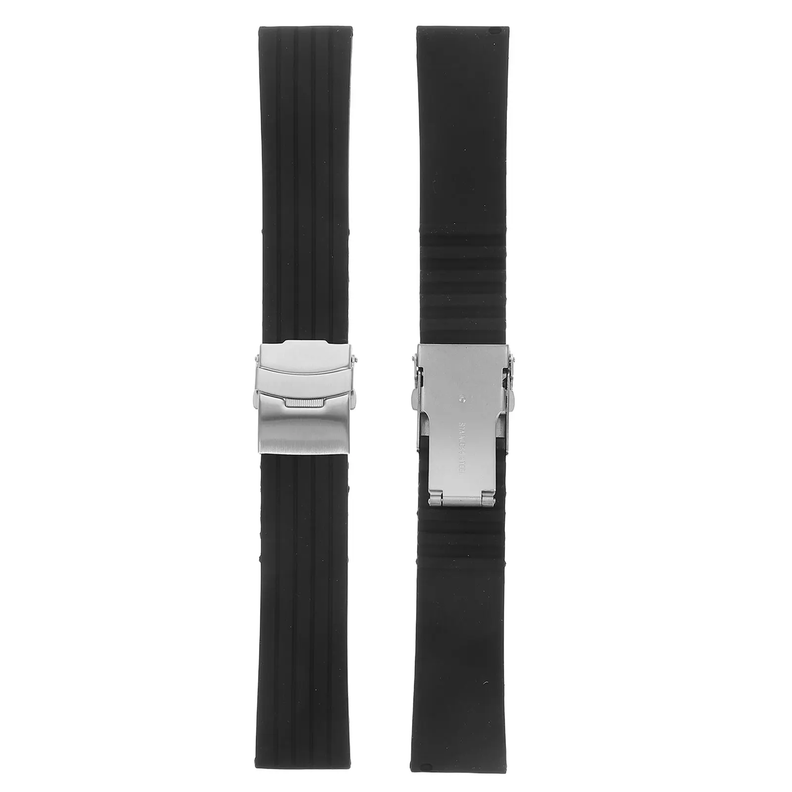 

2 шт. силиконовый ремешок для часов водонепроницаемый сменный ремешок складная прочная пряжка из нержавеющей стали черный 24 мм подарок для друзей семьи