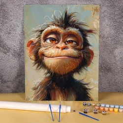 Cartoon Painting By Numbers Cute Monkey Coloring By Number On Canvas Anime Picture Number Drawing Wall Art Pintura Home Decor