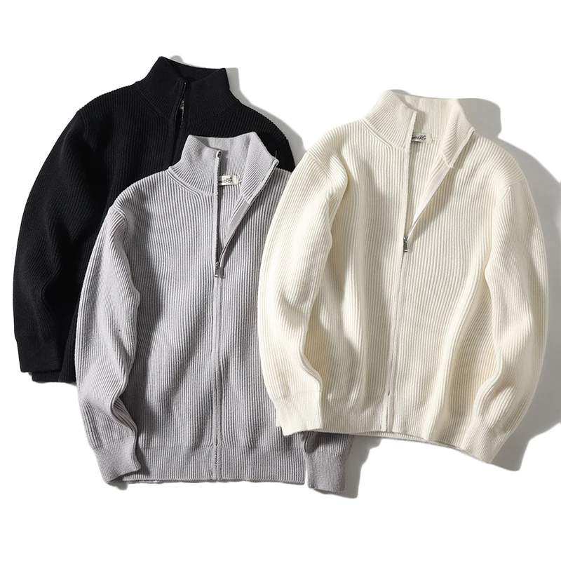

Ele Gentleman! Faionable Autumn Winter Men's Knitted Zipper Collar Warm Cardigan Sweater Jaet Sli Thiened Long ...