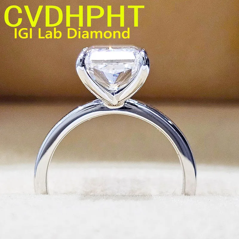 

Real Platinum pt950 Lab growing dimaond ring IGI Radiant shape D VS1 Wedding ring engagement ring