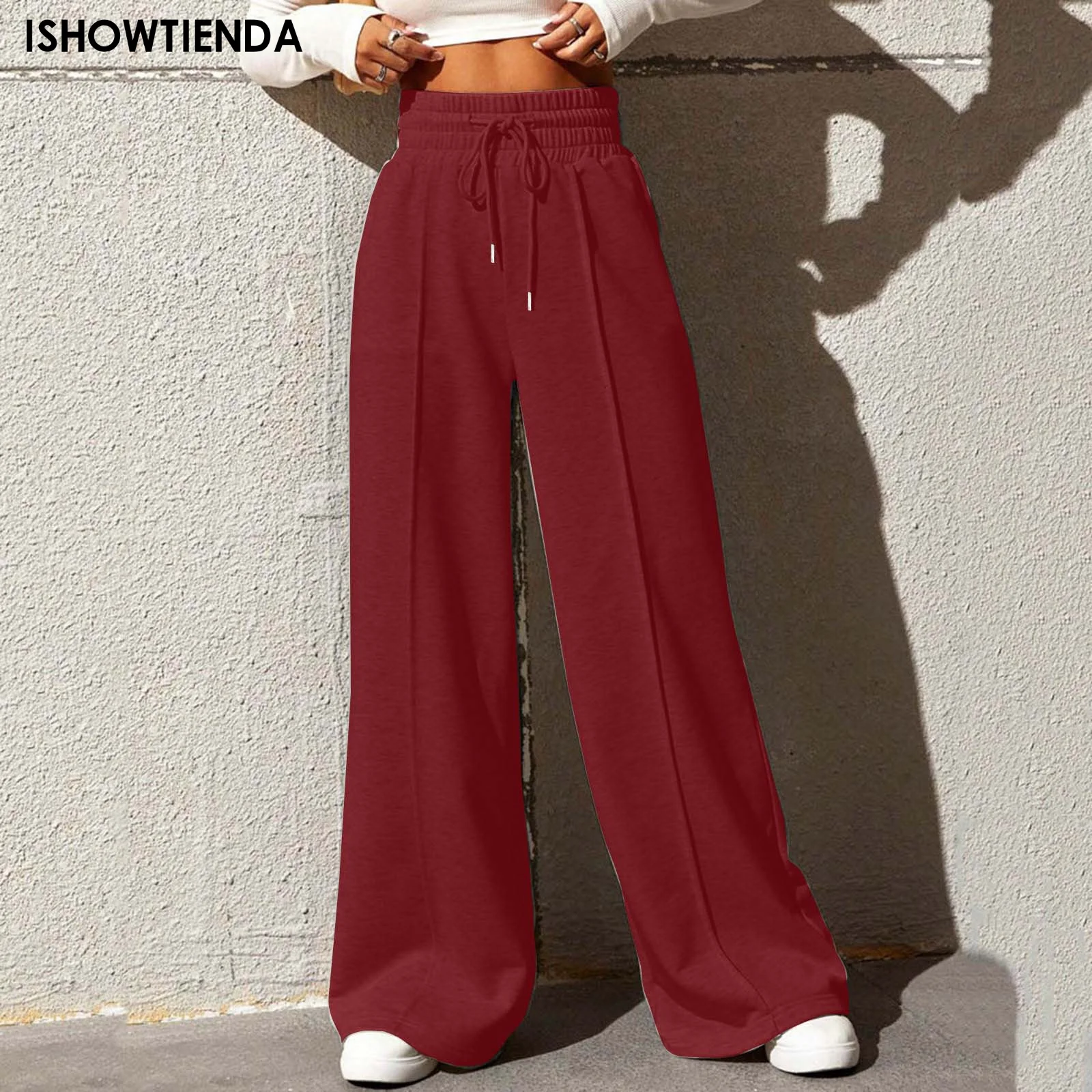 

Ladies Fashion Pants Casual Front Sewn Solid Color High Waist Wide Leg Pants Jogging Sweatpants Autumn Comfort Solid Sweatpants