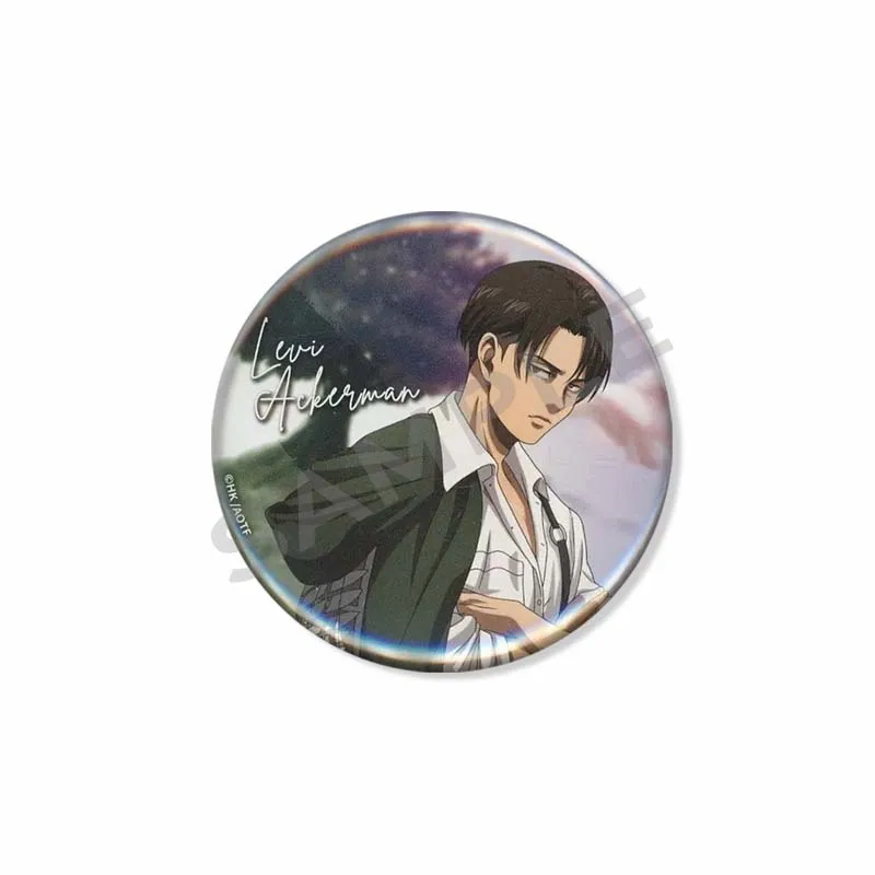 Attack on Titan Lapel Pins Creative Round Brooch Eren Yeager Levi Mikasa Cartoon Badge Pin Hat Clothes Accessories Jewelry Gift