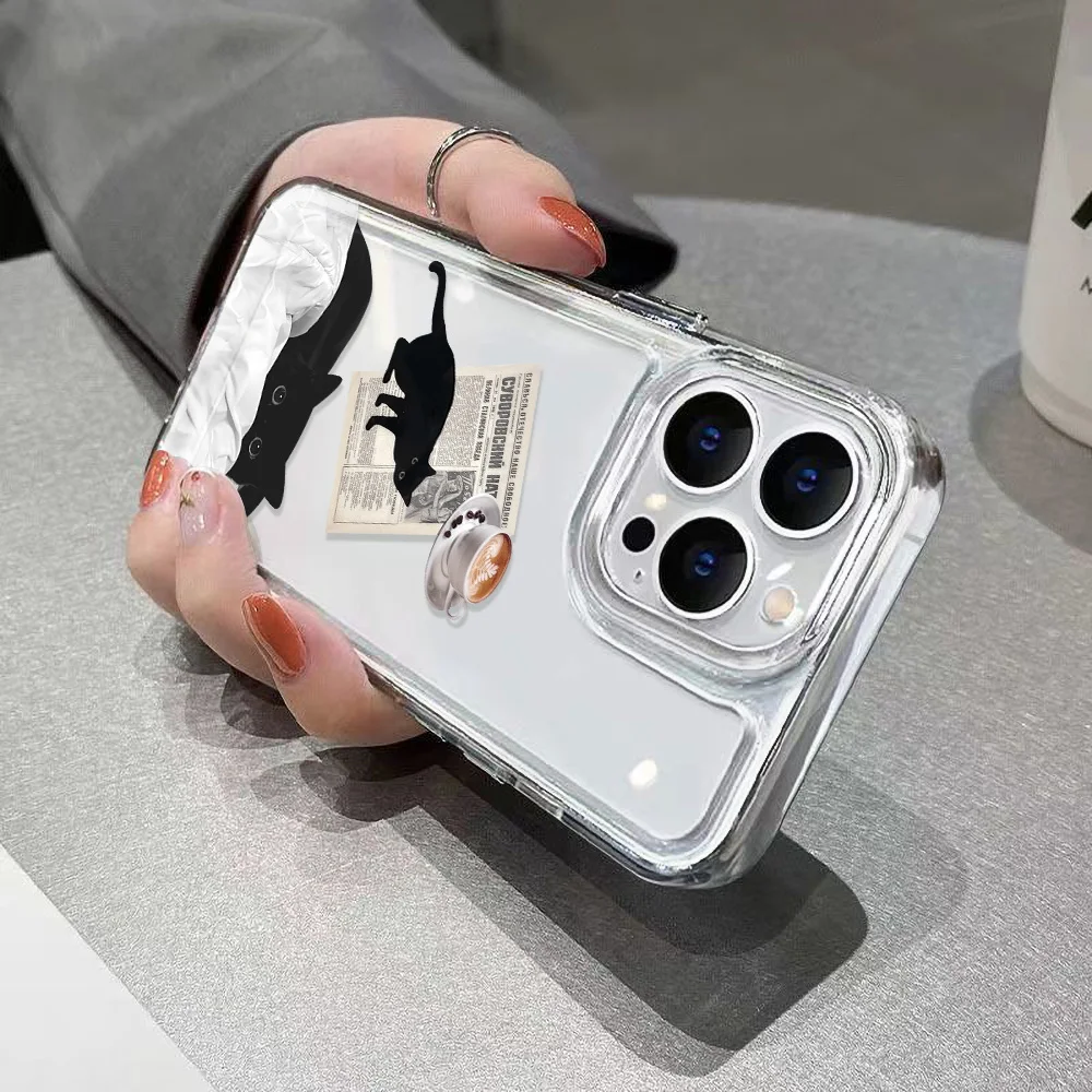 Cute Cat Phone Case For iPhone 16 Pro Max 14 11 13 15  12 XR X XS 7 8 Plus SE 15promax 16promax Transparent Soft TPU Funda Cover