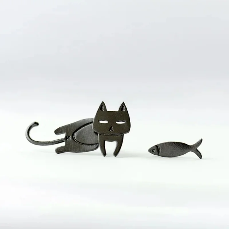 Rinhoo Mini Niedliche Asymmetrische Ohrstecker für Frauen Einfache Tier-Katzen-Fisch-Ohrringe Täglicher Schmuck Geschenk – Detail 3