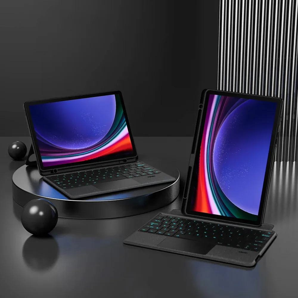 Adequado para Tab S9 + FE Plus 12,4 polegadas, capa de teclado S8/A9 Espanha, Francês, Coreano, Russo A8