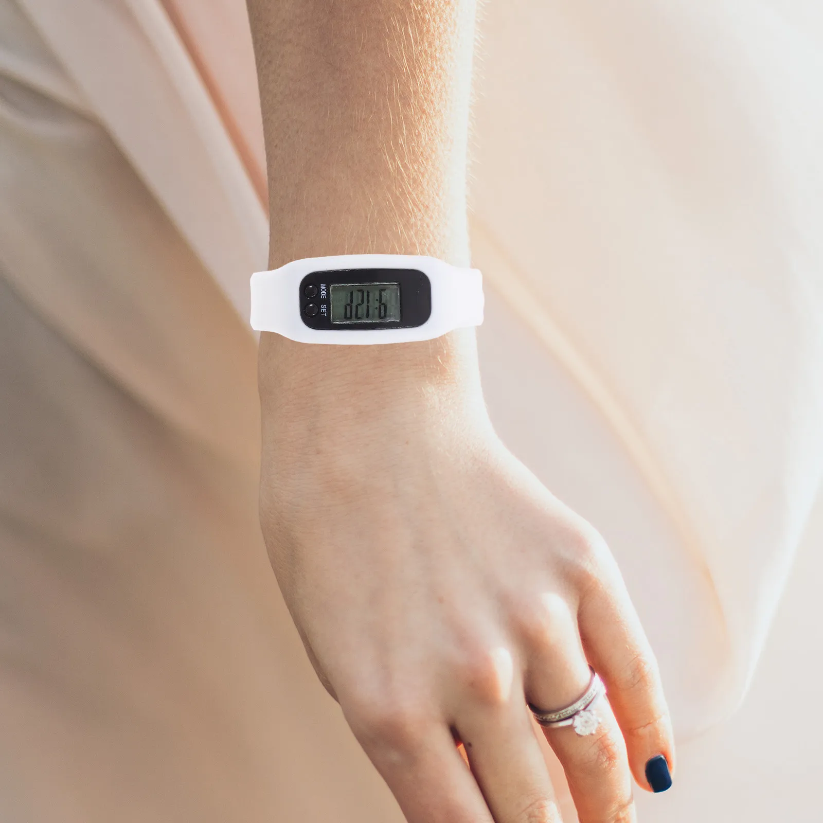 LED Multi Function White Pedometer Sports Watch Calorie Monitor Fitness Tracker Outdoor Activity Wristwatch Pedometer Watch