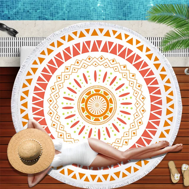 2022 Gradient Mandala Round Beach Towel Micr large beach towels microfiber towel beach towel Yoga mat Bath towel Sea beach towel