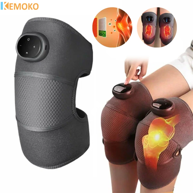 Heating and Vibration Knee Massage Pad Knee Joint Massage Tool Intelligent Button Adjustable 5 Gear Led Display 360° All-Round