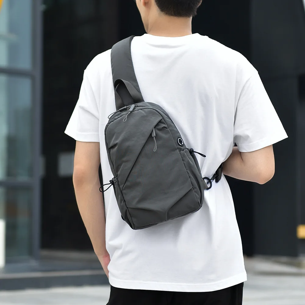 Fashion Retro Khaki Black Gray Men's Chest Pack Shoulder Bag Messenger Sling Bag Casual Sport Large Capacity Chest Bag Teenager