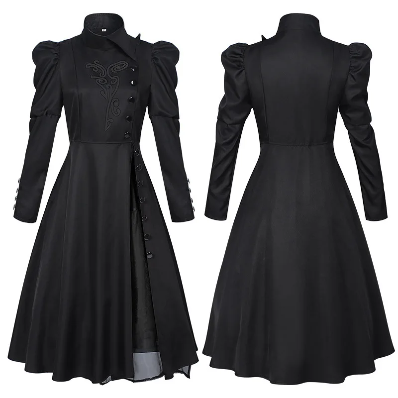

New Bad Witch Cosplay Clothes Female Black Performance Clothes Long-sleeved Dresses Festival Playing Costumes Dresses