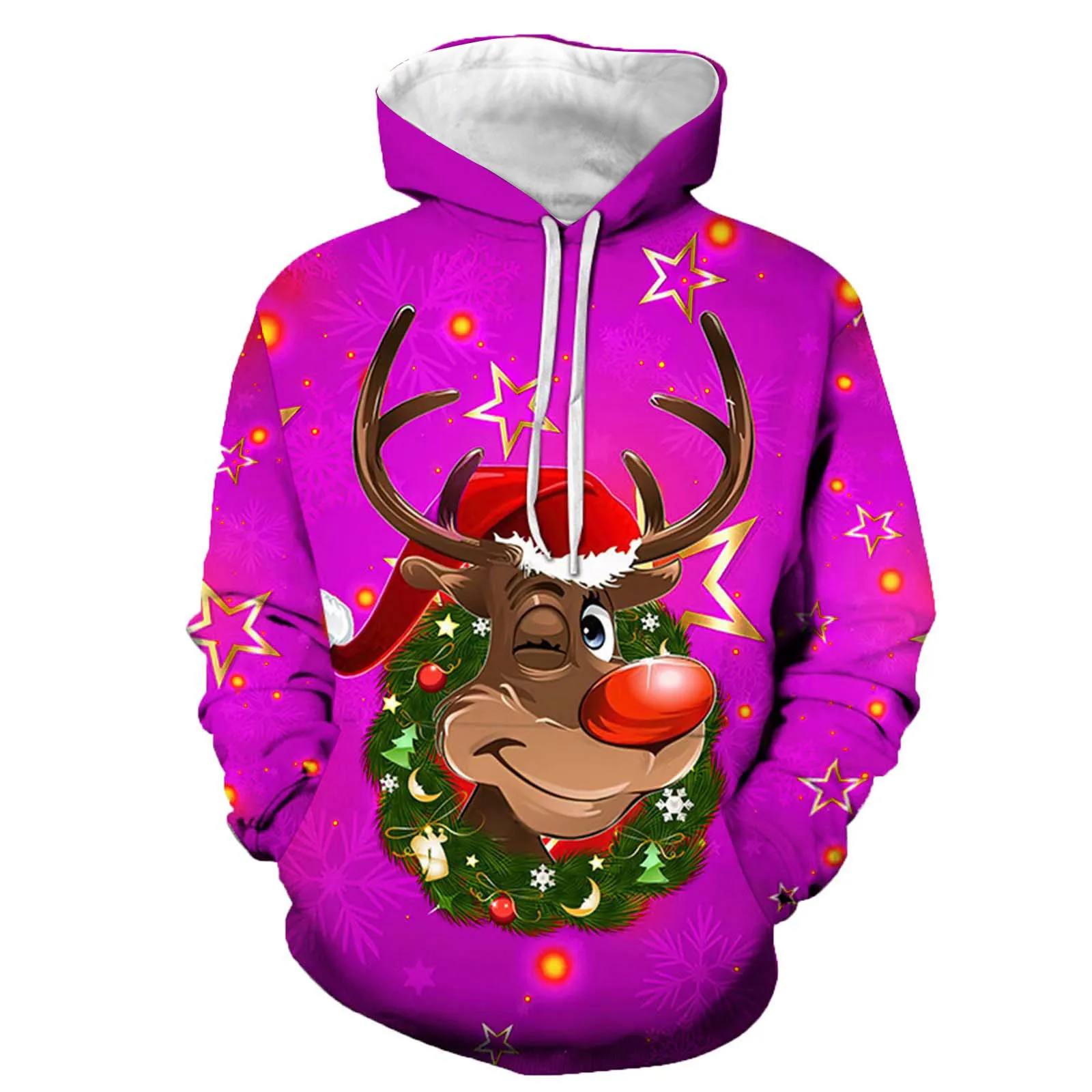 Autumn and Winter New Burst Men's Christmas Casual Loose Collar Comfortable Hooded Sweater Christmas Reindeer Sweater 2024