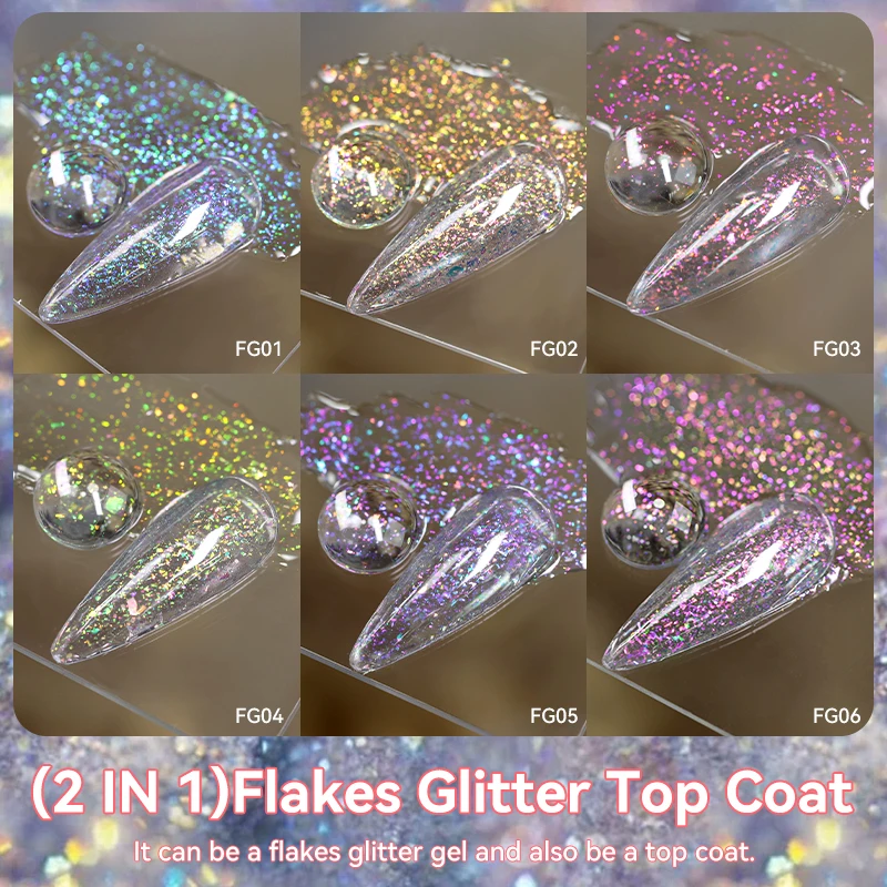 LILYCUTE 7ML Flocos Glitter Top Coat Efeito Folha de Ouro Nail Art Gel Esmalte Soak Off Verniz Semi Permanente Para Unhas DIY