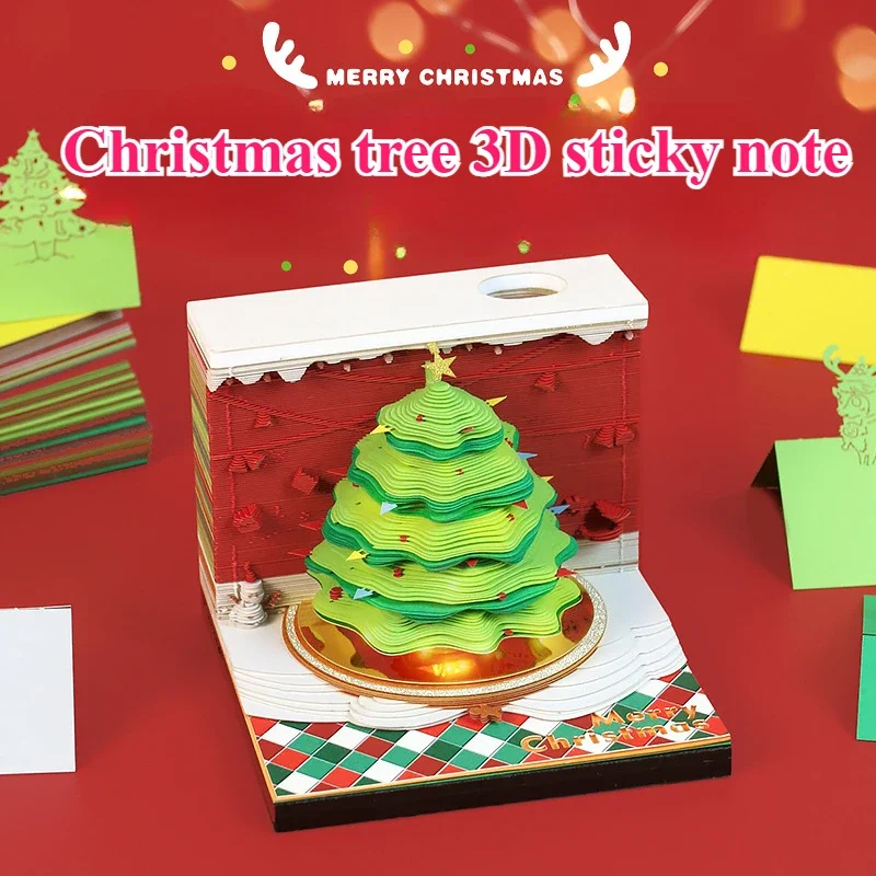 XMAS Christmas Romantic Christmas Tree 3D Three-dimensional Note Pad Paper Sculpture Note Paper Creative Gift Gift Decoration