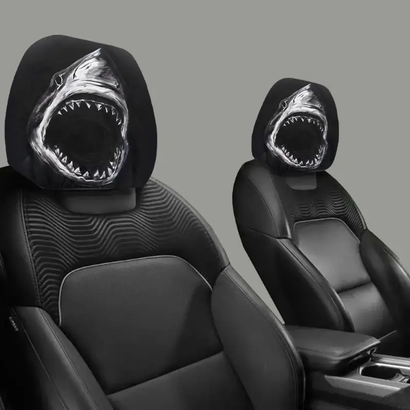 Double-Sided Shark Print Headrest Protectors for