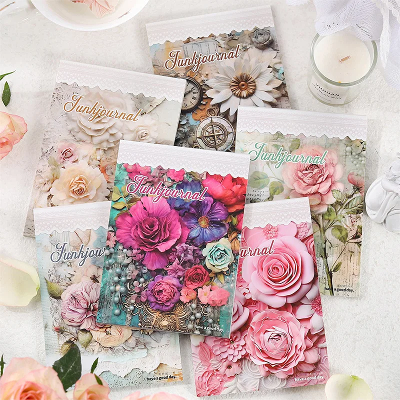 30 stücke drei dimensionale Simulation Blume Ledger Foundation Schreibpapier DIY Tagebuch Album Hintergrund Papier Junk Journal liefert