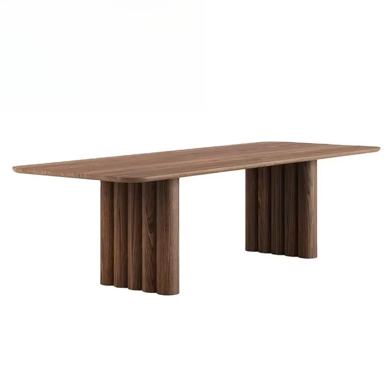 

Modern Luxury Nordic Designer Dining Table and Chair Set Rectangle Walnut 6-10 Seats Home Furniture