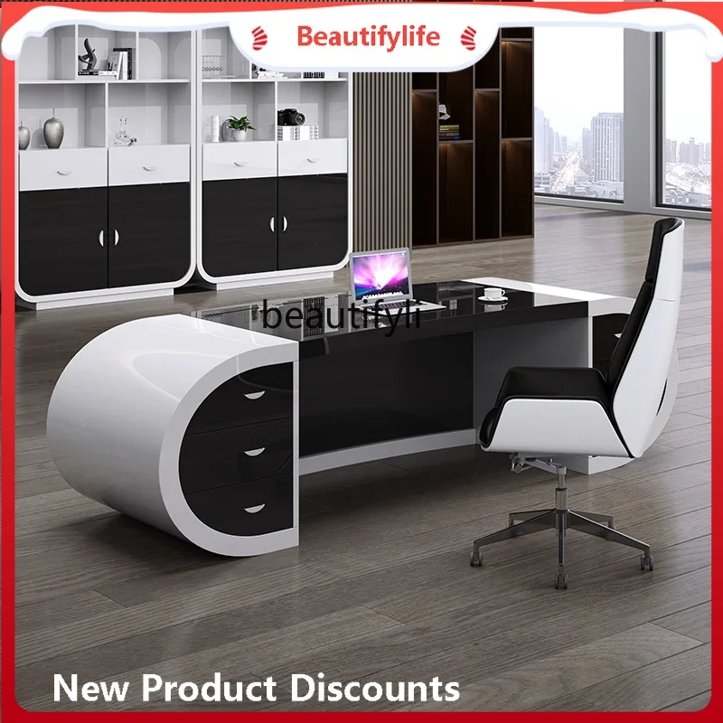

sscn8617 White paint creative president's desk simple modern desk fashion executive manager desk