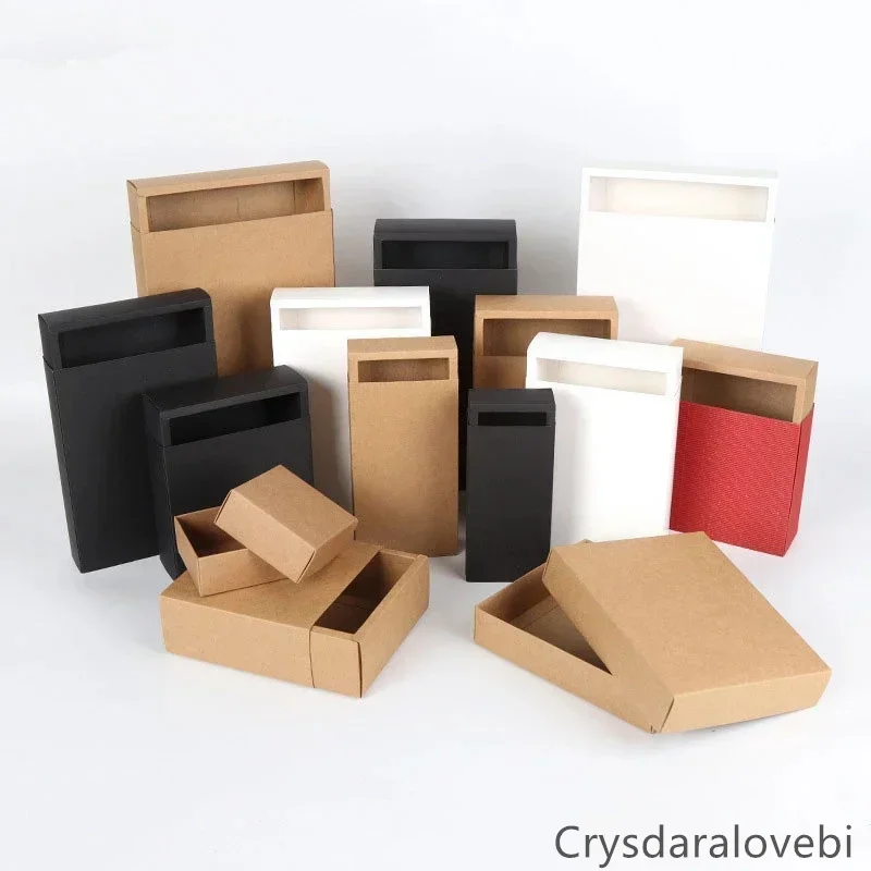 

20pcs Black Kraft Paper Gift Box White Packaging Cardboard Box Wedding Baby Shower Packing Cookie Candy Delicate Drawer Box