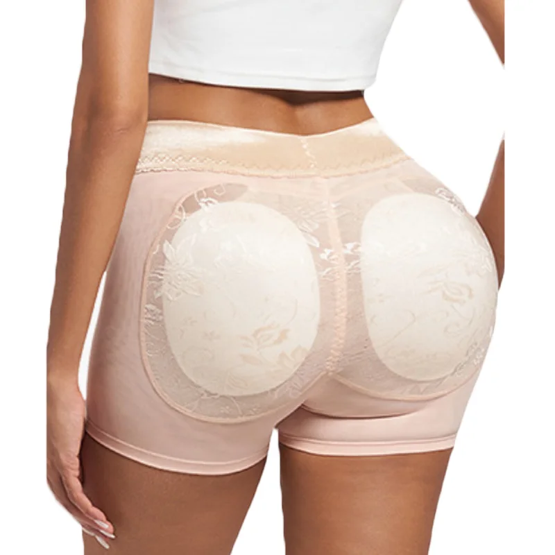 GUUDIA Removable Padded Shaper Panties Shorts Lace Breathable Butt Lifter Hip Enhancer Shapewear Panties High Waist Push Up