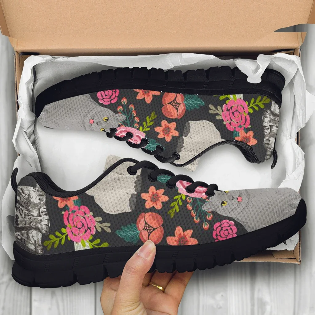 Sneakers For Women Cat Print Comfortable Outdoor Casual Shoes Cartoon Cat Flowers Designer Breathable Women's Shoes