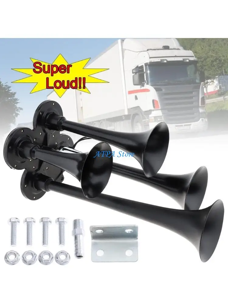 

U13C 4 Pipe Electric Current Horn Strong Metal Building Loud Warning Sound for Automobiles Motorcycles Trucks