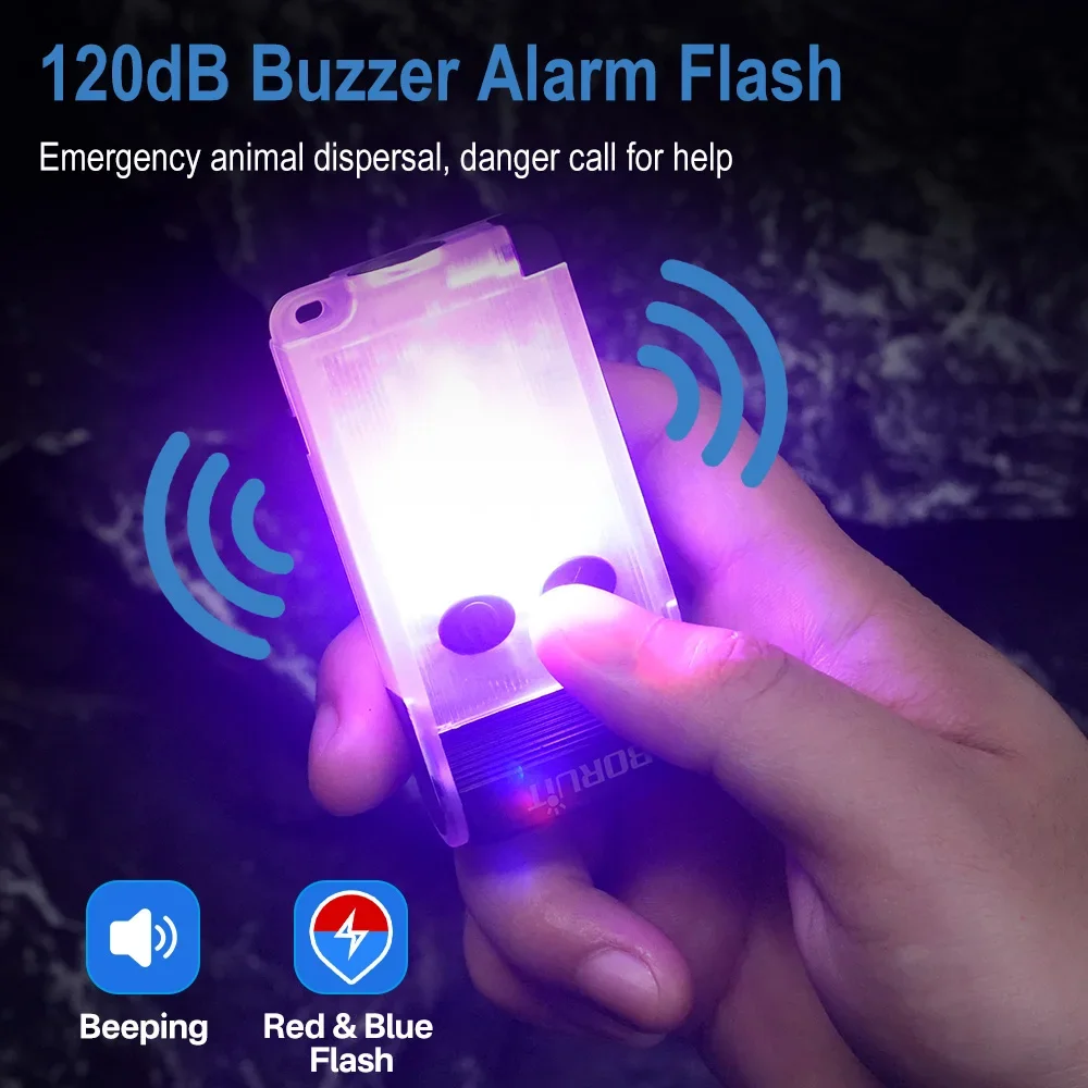 BORUiT V30 UV EDC LED Flashlight Multifunctional Keychain Light Type-C Rechargeable with Beep Power Bank Camping Pocket Lantern