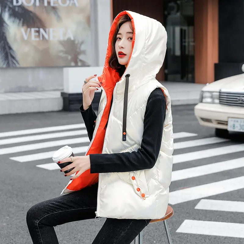 Multi Color Optional Down Cotton Vest For Women Autumn And Winter Korean Coat Loose Thickened Outer Wear Waistcoat Jacket T1100