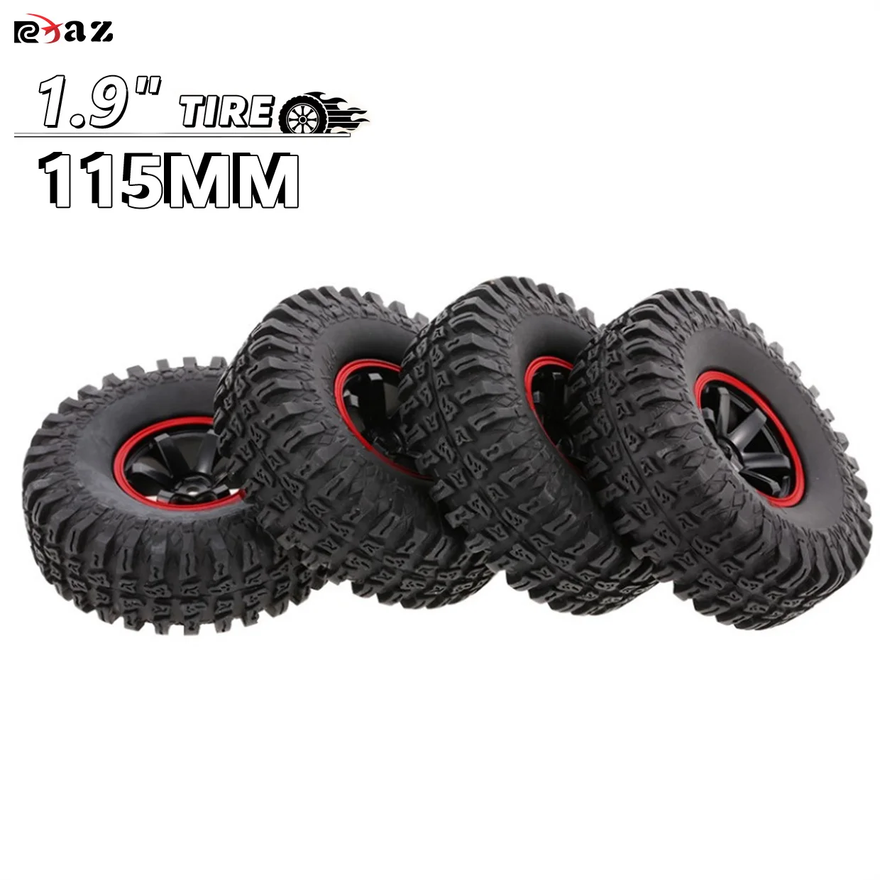 

RCXAZ 4PCS 115MM 1.9" Rubber Rocks Tyres Wheel Tires for 1:10 RC Rock Crawler Axial SCX10 90047 RC4WD D90 D110 TF2 Traxxas TRX-4