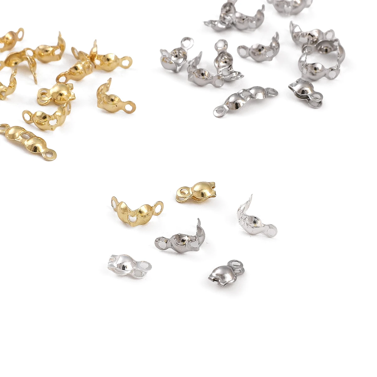 10/50Pcs 4x7mm Copper Connector Clasp Crimp End Beads Findings Kit DIY Handmade Bracelet Necklace Jewelry Making Supplies