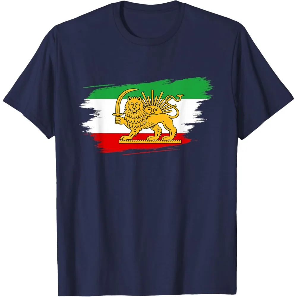 Iran for Women and For Men Iranian Flag Lion Persian T-Shirt High Quality Cotton Unisex Tees  Summer Loose Harajuku Shirt