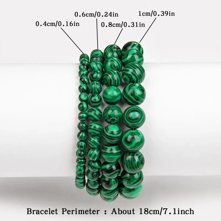 Natural Green Malachite Stone Bracelet 6/8/10mm Handmade Round Beads Bracelets Couple Energy Yoga Bracelet Men Women Jewelry Top