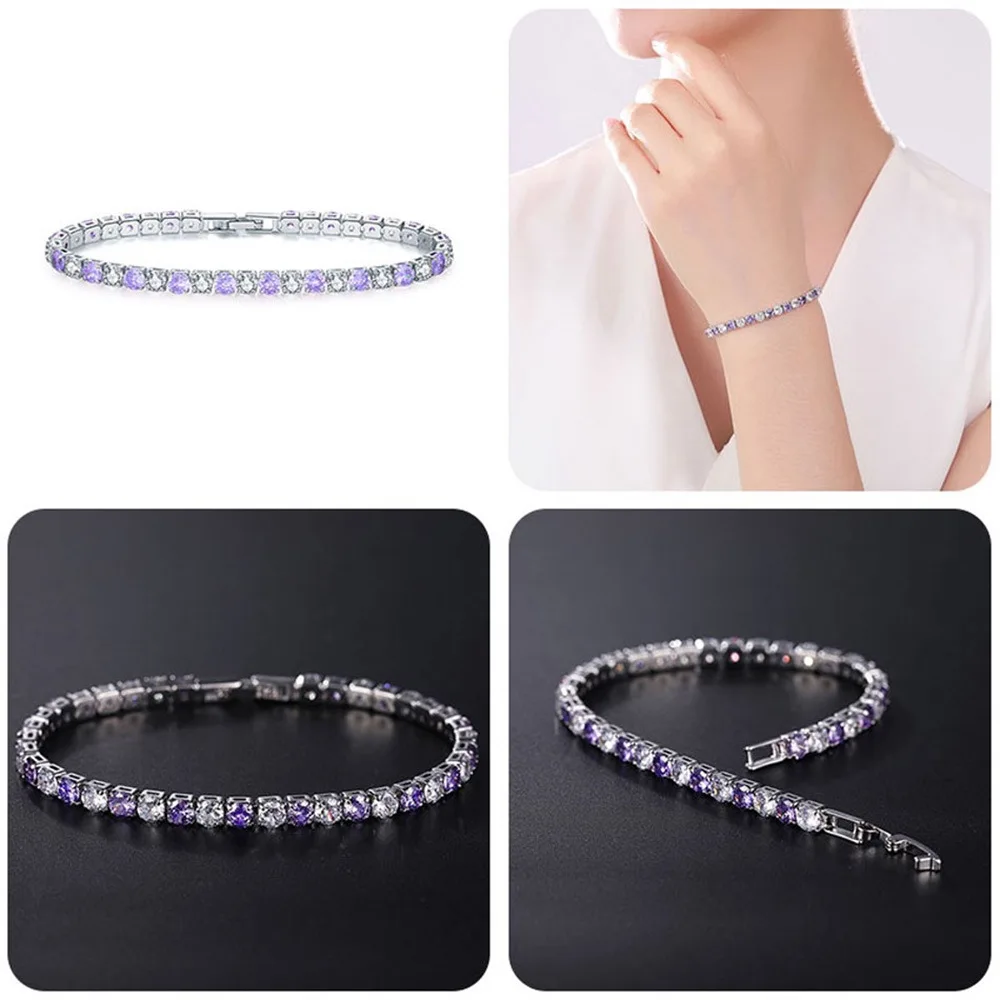 New Style White Gold Color 17cm 19cm Tennis Bracelets for Women Hand Chain Link Birthstone Female Jewelry Free Shipping