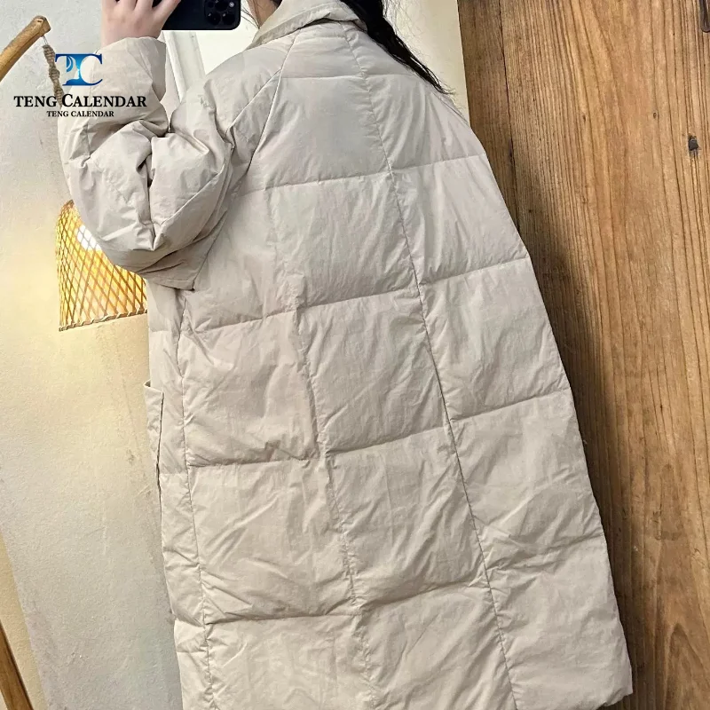 Long Down Jacket, Casual and Versatile, Simple Style, Solid Color, Loose and Atmospheric Jacket, Women's 2026 Winter New Style