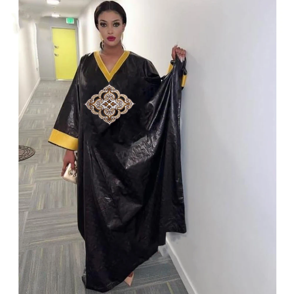 

African Traditional Wedding Bazin Riche Boubou And Scarf With Tassels Black And Gold Embroidery Basin Dashiki Nigerian Dresses